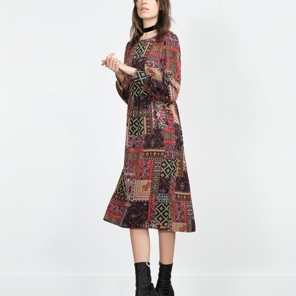 Zara patchwork midi dress